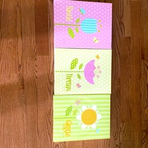 3 colorful paintings with flowers